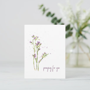 Modern Hand Painted Wildflowers Praying For You Postcard