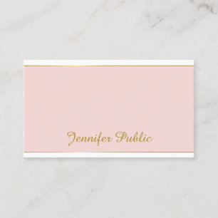 Modern Hand Script Blush Pink Gold Template Trendy Business Card