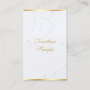 Modern Hand Script Chic Template White Marble Gold Business Card