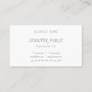 Modern Hand Script Elegant Sleek Plain Cute Design Business Card
