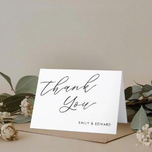 Modern Hand Script Folded Wedding Thank You Card