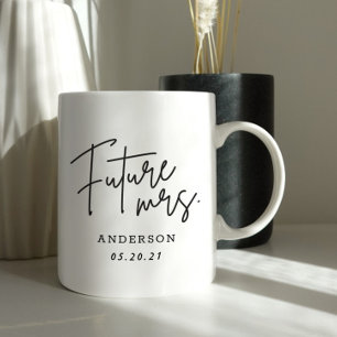 Modern Hand Script Future Mrs. Engagement Gift Coffee Mug
