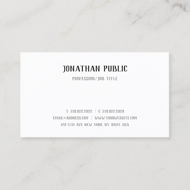 Modern Hand Script Text Simple Template Elegant Business Card (Front)