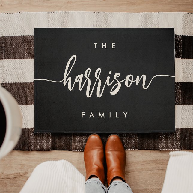 Modern Hand Scripted Personalised Family Name Doormat (Creator Uploaded)