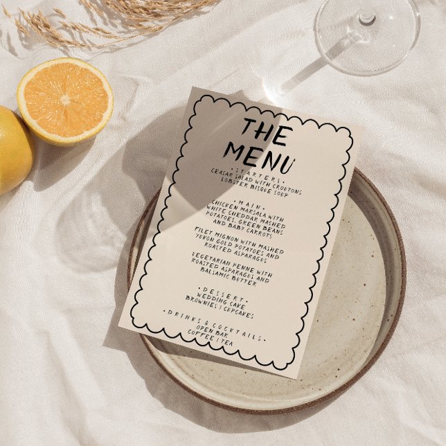 Modern Hand Written Drawn Retro Frame Wedding Menu (Creator Uploaded)