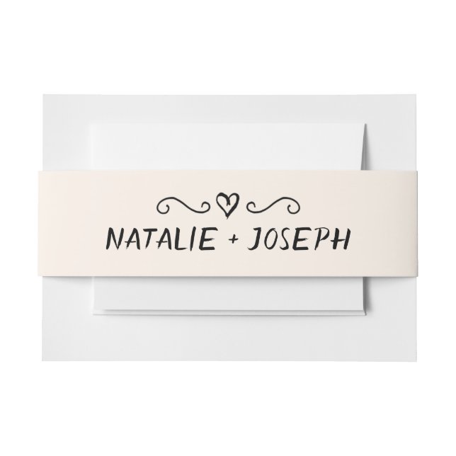 Modern Hand Written Drawn Retro Quirky Wedding Invitation Belly Band (Front Example)