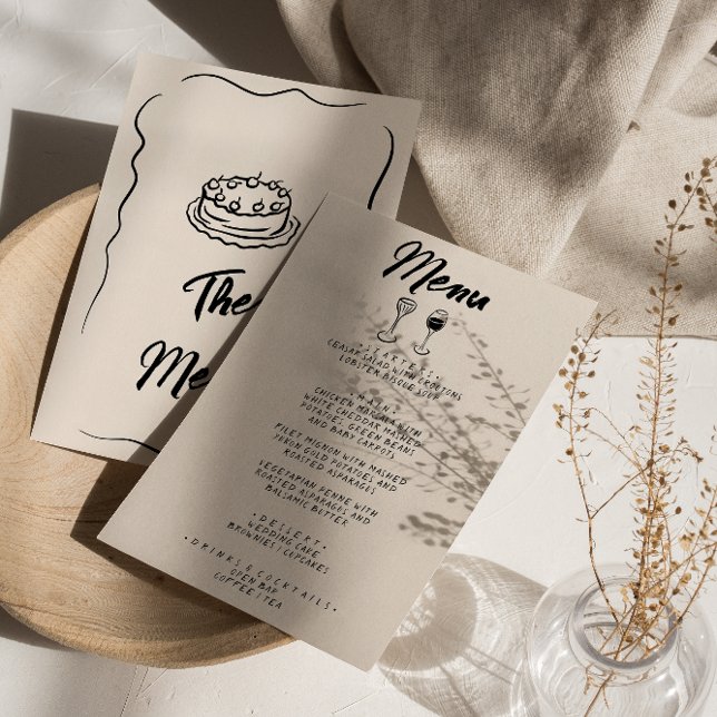 Modern Hand Written Drawn Retro Quirky Wedding Menu (Creator Uploaded)