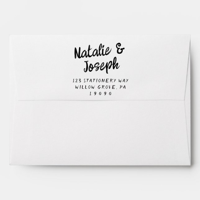 Modern Hand Written Fun Retro Unique Boho Wedding Envelope (Back (Top Flap))