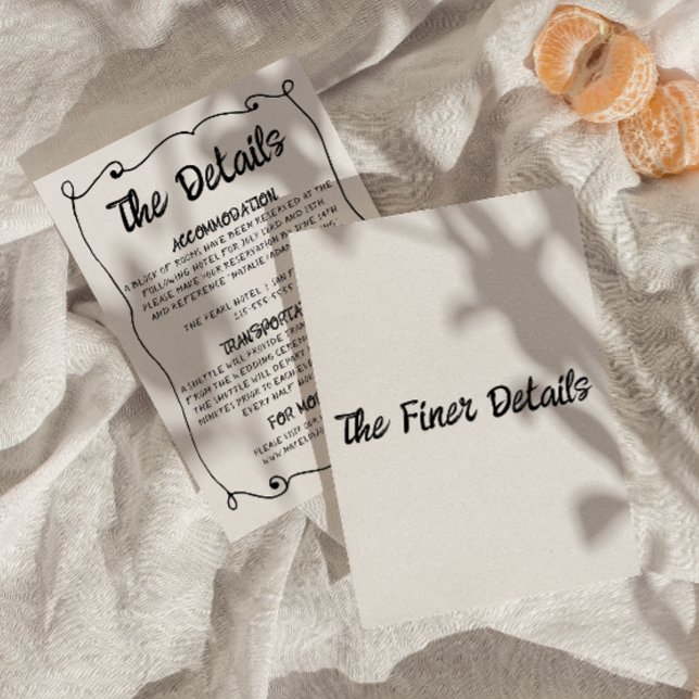 Modern Hand Written Retro Frame Wedding Details    Enclosure Card (Creator Uploaded)