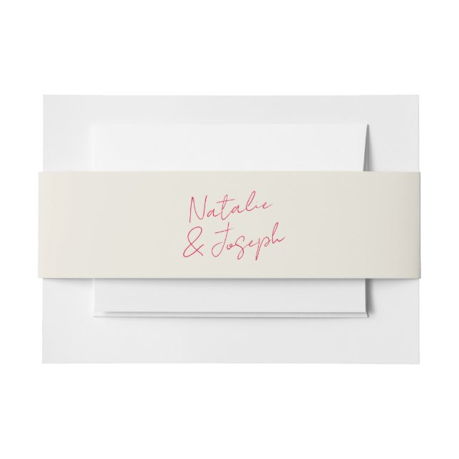 Modern Hand Written Retro Whimsical Bright Wedding Invitation Belly Band (Front Example)