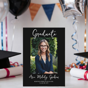 Modern Hand Written Script 2 Photos Graduate  Invitation