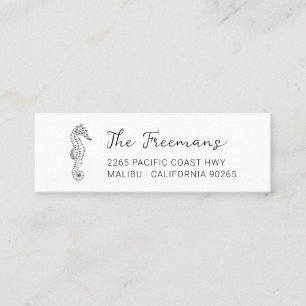 Modern Handdrawn Seahorse. Mini Business Card
