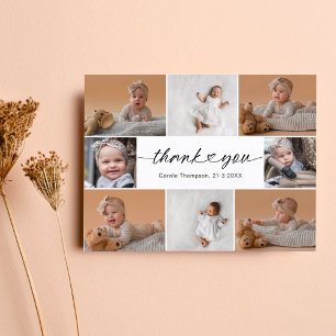 Modern Handlettering 8 Photo Collage Baby Shower Postcard