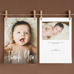 Modern Handlettering Custom 2 Photos Baby Shower  Thank You Card<br><div class="desc">Introducing our "Modern Handlettering Custom 2 Photos Baby Shower Thank You Flat Card" – a chic and personalised way to express gratitude to your guests. This flat card features modern handlettering and space for two custom photos, adding a stylish and heartfelt touch to your thank you message. One on the...</div>
