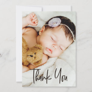 Modern Handlettering Custom Baby Girl Shower Photo Thank You Card