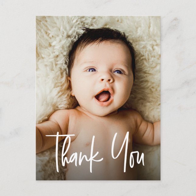 Modern Handlettering Custom Baby Shower Photo Postcard (Front)