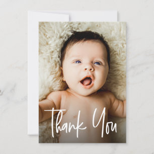 Modern Handlettering Custom Baby Shower Photo Thank You Card