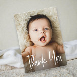 Modern Handlettering Custom Baby Shower Photo Thank You Card<br><div class="desc">Personalise these Baby shower thank you cards with a beautiful photo of your baby. Thank your family and friends who have showered you with their love and introduce your new baby with images they can cherish for many years as baby grows. Modern and unique "Thank You" handlettering script type. A...</div>