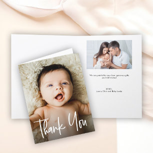 Modern Handlettering Custom Baby Shower Photo Thank You Card