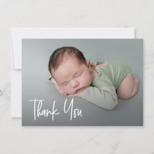 Modern Handlettering Custom photo Baby shower Thank You Card