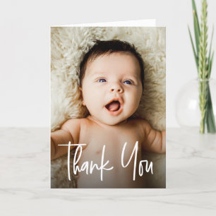 Modern Handlettering Custom Photo Baby Shower Thank You Card