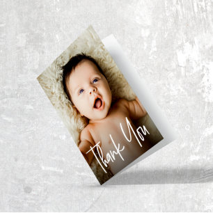 Modern Handlettering Custom Photo Baby Shower  Thank You Card