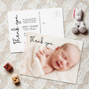 Modern Handlettering Script Baby Photo shower Postcard