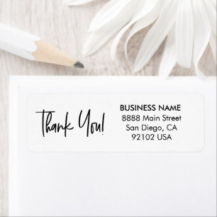 Modern Handlettering thank you business address Return Address Label