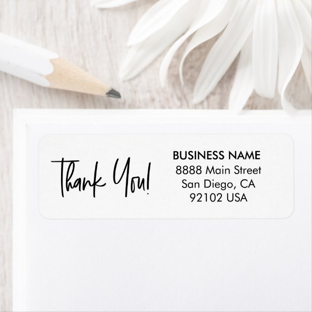 Modern Handlettering thank you business address  Return Address Label (Insitu)