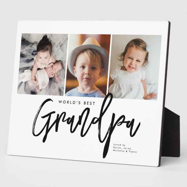 Modern Handlettering World's Best Grandpa Photos Plaque (Side)