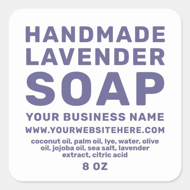 Modern Handmade Lavender Soap Blue White Square Sticker (Front)