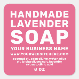 Modern Handmade Lavender Soap Hot Pink Square Sticker