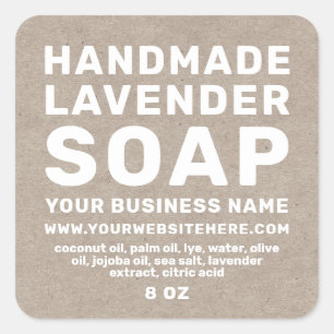 Modern Handmade Lavender Soap Kraft Paper Square Sticker