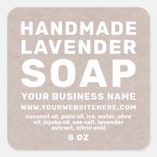Modern Handmade Lavender Soap Kraft Paper Square Sticker