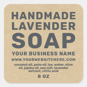 Modern Handmade Lavender Soap Kraft Paper Square Sticker