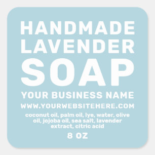 Modern Handmade Lavender Soap Light Blue Square Sticker
