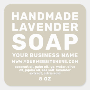 Modern Handmade Lavender Soap Light Grey Square Sticker