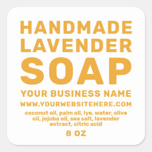 Modern Handmade Lavender Soap Mellow Yellow White Square Sticker