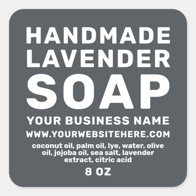 Modern Handmade Lavender Soap Off-Black Square Sticker (Front)