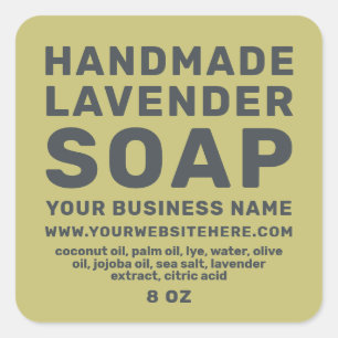 Modern Handmade Lavender Soap Olive Green Square Sticker