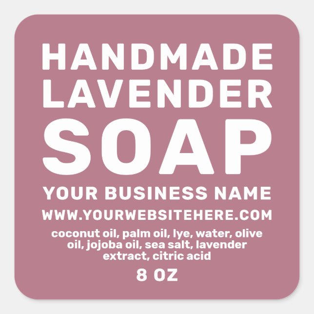 Modern Handmade Lavender Soap Purple Cassis Square Sticker (Front)