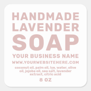 Modern Handmade Lavender Soap Silver Pink White Square Sticker