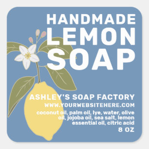 Modern Handmade Lemon Soap Botanical Green Square Sticker