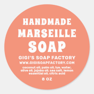 Modern Handmade Marseille Soap Salmon Pink Classic Round Sticker