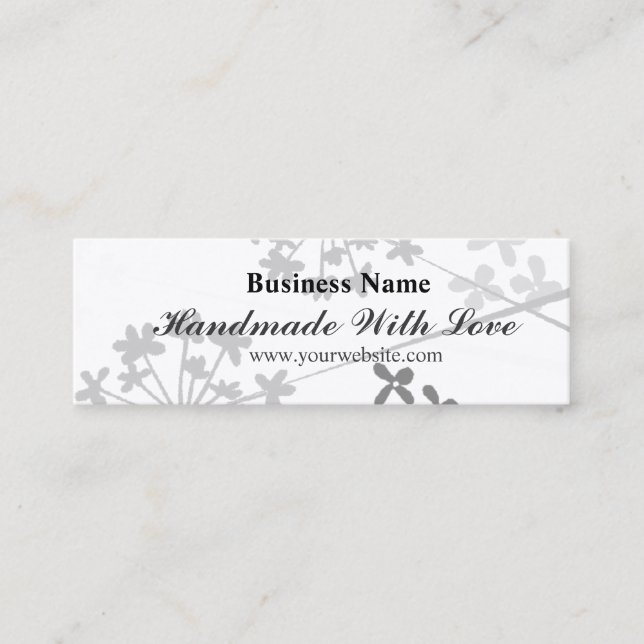Modern Handmade With Love Minimal Floral Florid Mini Business Card (Front)