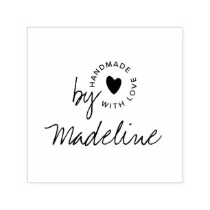 Modern Handmade with Love Script Heart Self-inking Stamp