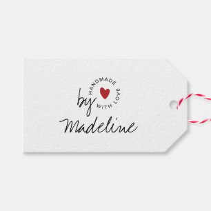 Modern Handmade with Love Simple Script Heart Gift Tags