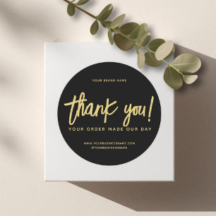 Modern handmade with love thank you classic round sticker