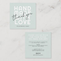 Modern handmade with love thank you square