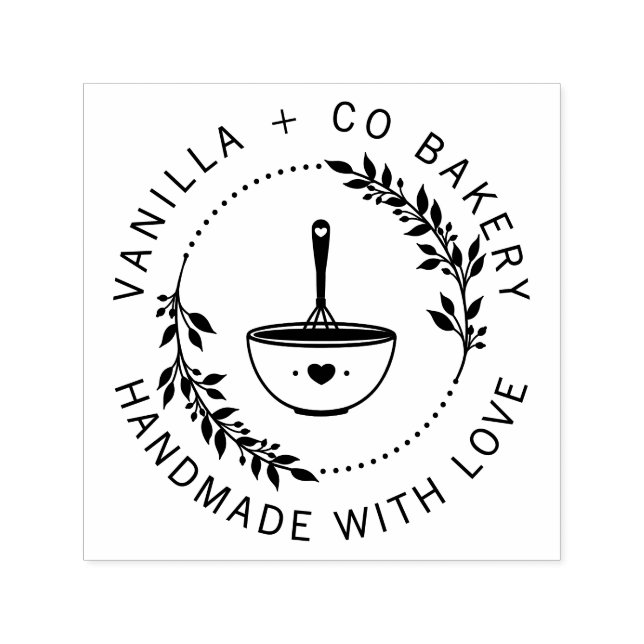 Modern Handmade With Love Whisk Bakery Business Self-inking Stamp (Design)